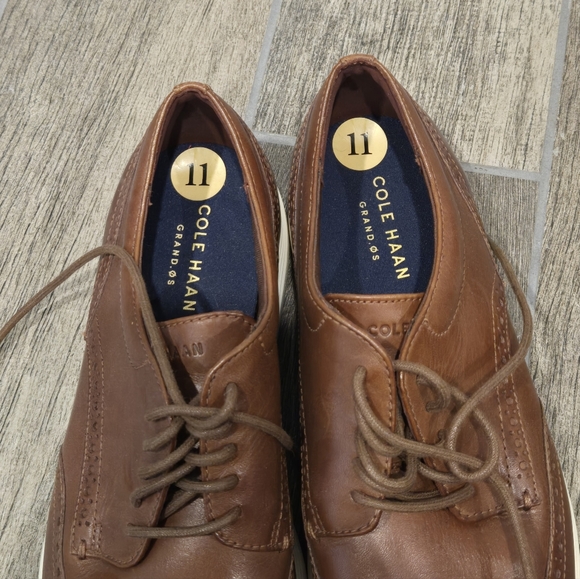 Cole Haan Wingtip Oxford Mens 11 M GrandOs Brown Leather Shoes - Picture 4 of 4